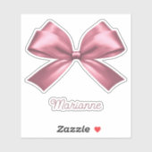 Schattige Girly Pink Esthetische Boog met Naam Sticker (Vel)