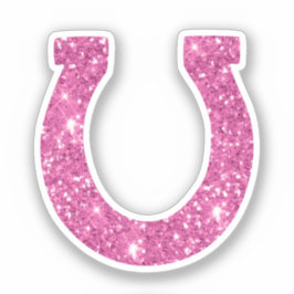 Schattige Girly Pink Glitter Hoefijzer Sticker