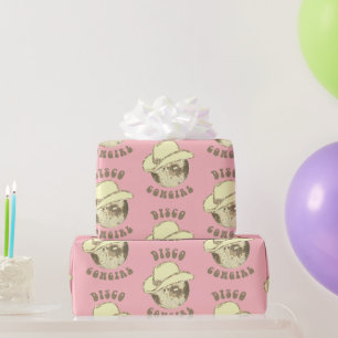 Schattige Girly Pink Gold Disco Cowgirl Pet Cadeaupapier