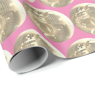 Schattige Girly Pink Gold Disco Mirrorball Cadeaupapier