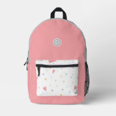 Schattige Girly Pink Hearts Terug naar School Init Bedrukte Rugzak (Voorkant)
