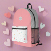 Schattige Girly Pink Hearts Terug naar School Init Bedrukte Rugzak