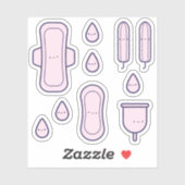 Schattige Girly Pink Pad Tampon Set Eerste Periode Sticker (Vel)