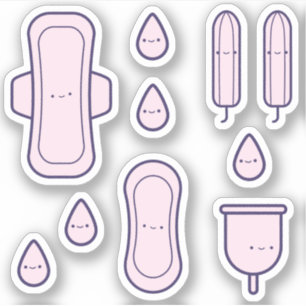Schattige Girly Pink Pad Tampon Set Eerste Periode Sticker