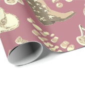 Schattige Girly Pink Rose Gold Disco Cowgirl Esthe Cadeaupapier (Rol Hoek)