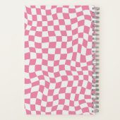 Schattige Girly Pink Wavy Check monogrammed naam Notitieboek (Achterkant)