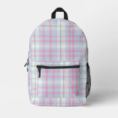 Schattige Girly Plaid Check Monogram Initialen Bedrukte Rugzak (Voorkant)