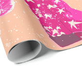 Schattige Girly Preppy Peach Roze Kerstmis Cadeaupapier (Rol Hoek)