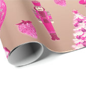 Schattige Girly Preppy Roze Kerst Roos Goud Cadeaupapier (Rol Hoek)