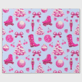 Schattige Girly Preppy Roze Kerstmis Cadeaupapier (Vlak)