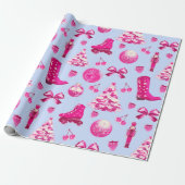 Schattige Girly Preppy Roze Kerstmis Cadeaupapier (Uitgerold)