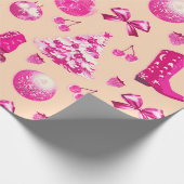 Schattige Girly Preppy Roze Kerstmis Cadeaupapier (Hoek)