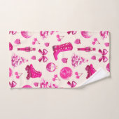 Schattige Girly Preppy Roze Kerstpatroon Bad Handdoek (Handdoek)