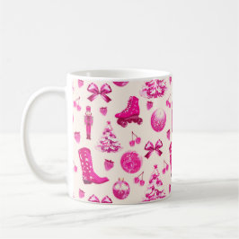 Schattige Girly Preppy Roze Kerstpatroon Koffiemok