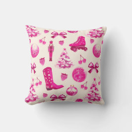 Schattige Girly Preppy Roze Kerstpatroon Kussen