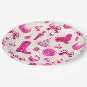 Schattige Girly Preppy Roze Kerstpatroon Papieren Bordje (Gekanteld)