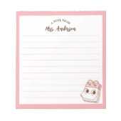 Schattige Girly Retro Terug naar School Roze Notit Notitieblok (Voorkant)