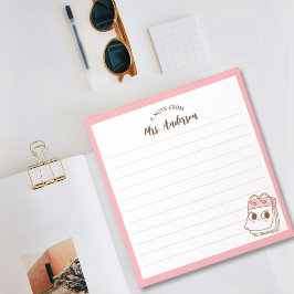 Schattige Girly Retro Terug naar School Roze Notit Notitieblok