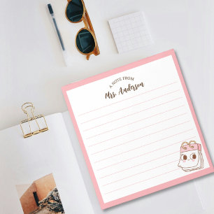 Schattige Girly Retro Terug naar School Roze Notit Notitieblok