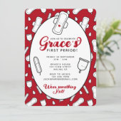Schattige Girly Rode Menstruatiepad Eerste Periode Kaart (Staand voorkant)