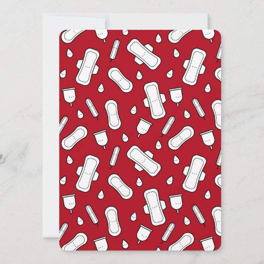 Schattige Girly Rode Menstruatiepad Eerste Periode Kaart (Achterkant)