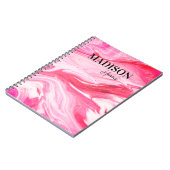 Schattige girly rood roze marmer art monogram notitieboek (Linkerzijde)