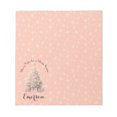 Schattige & girly Roze Blush Kerstboom & Sneeuwvlo Notitieblok (Voorkant)