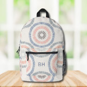 Schattige Girly Roze en Blauw Monogram Initialen Bedrukte Rugzak