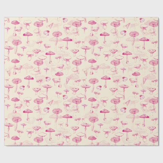 Schattige Girly  Roze Paddenstoelenpatroon Cadeaupapier (Vlak)