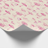 Schattige Girly  Roze Paddenstoelenpatroon Cadeaupapier (Hoek)