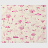 Schattige Girly  Roze Paddenstoelenpatroon Cadeaupapier (Vlak)