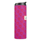 Schattige Girly Roze Rode Hart Patroon met Naam La Thermosbeker (Gedraaid links)