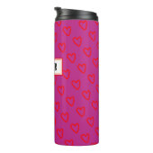Schattige Girly Roze Rode Hart Patroon met Naam La Thermosbeker (Geroteerd rechts)