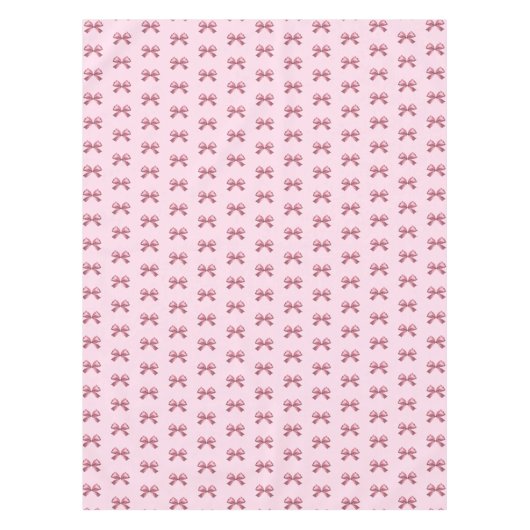 Schattige Girly Roze Satijn Esthetische Boog Patro Tafelkleed (Voorkant)