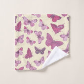 Schattige Girly Roze Vlinderpatroon op Beige Bad Handdoek (Wasdoekje)