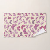 Schattige Girly Roze Vlinderpatroon op Beige Bad Handdoek (Handdoek)