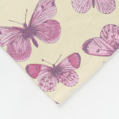 Schattige Girly Roze Vlinderpatroon op Beige Fleece Deken (Hoek)