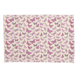 Schattige Girly Roze Vlinderpatroon op Beige Kussensloop