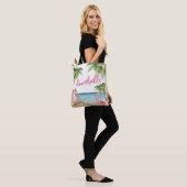 Schattige Girly Roze Waterverf Tropisch strand Tote Bag (Op model)