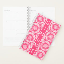 Schattige Girly Roze Wit Art Deco Stijl Aangepaste Planner