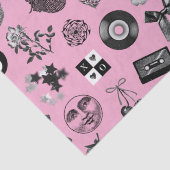 Schattige Girly Roze Zwart Esthetisch Patroon Tissuepapier (Detail)