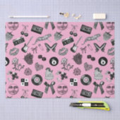 Schattige Girly Roze Zwart Esthetisch Patroon Tissuepapier (Craft)
