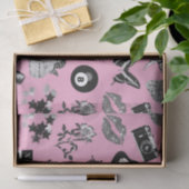 Schattige Girly Roze Zwart Esthetisch Patroon Tissuepapier (Geschenk)