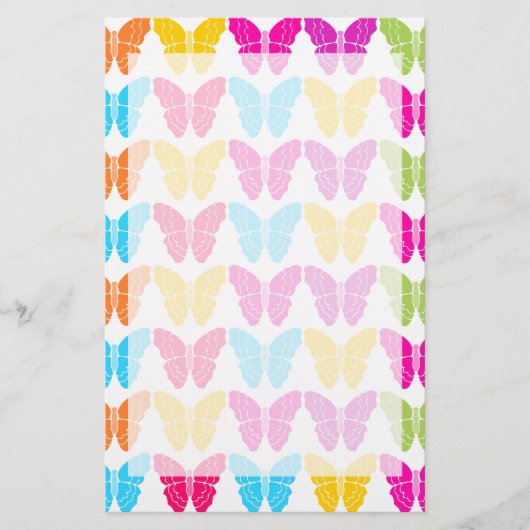 Schattige Girly Vibrant Regenboog Vlinderpatroon Briefpapier (Voorkant)
