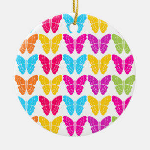 Schattige Girly Vibrant Regenboog Vlinderpatroon Keramisch Ornament