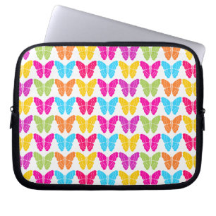 Schattige Girly Vibrant Regenboog Vlinderpatroon Laptop Sleeve