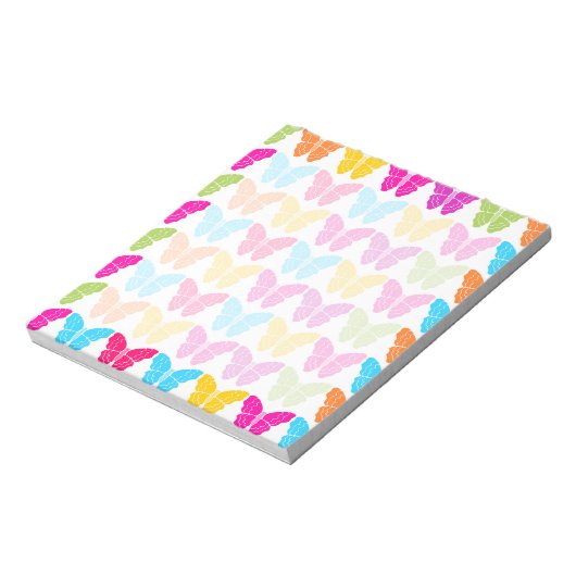 Schattige Girly Vibrant Regenboog Vlinderpatroon Notitieblok (Linkerzijde)