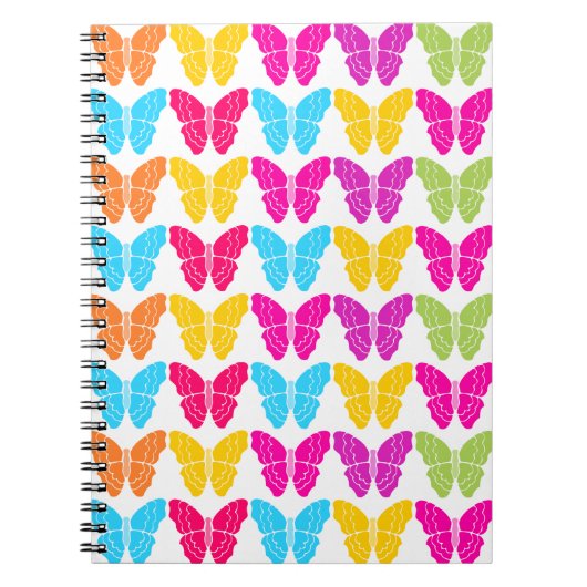 Schattige Girly Vibrant Regenboog Vlinderpatroon Notitieboek (Voorkant)