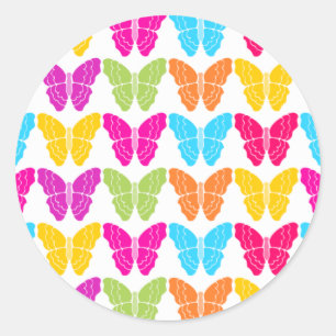 Schattige Girly Vibrant Regenboog Vlinderpatroon Ronde Sticker