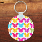 Schattige Girly Vibrant Regenboog Vlinderpatroon Sleutelhanger (Voorkant)